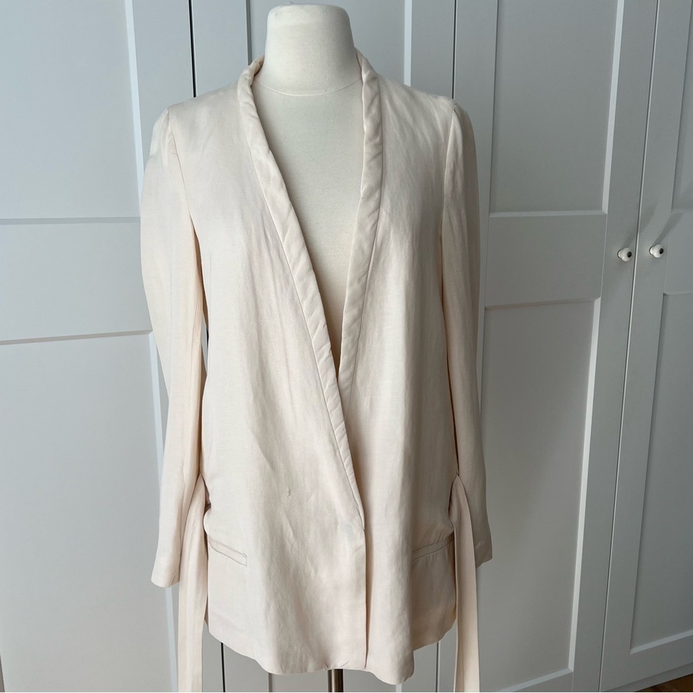 ZARA Kimono Style Jacket Blazer in Cream Cotton size Small - Picture 2 of 15